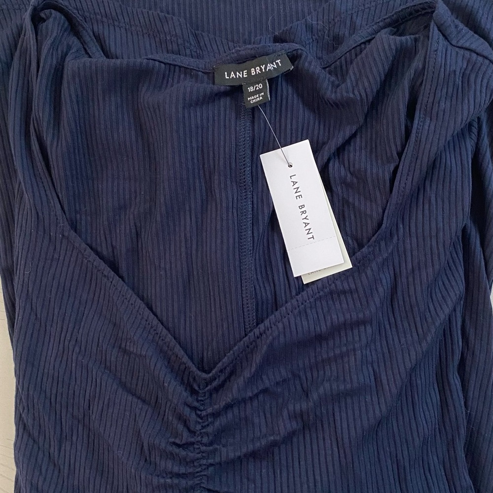 Lane Bryant Deep Blue Gathered Blouse